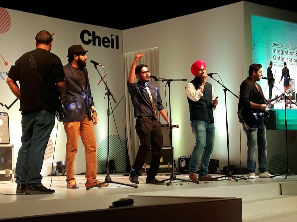 Satvik performing on stage at a Cheil agency event