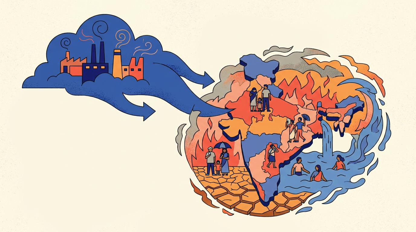 India’s climate vulnerability reflects a profound gap between historical emissions and present-day consequences.